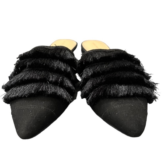 Black fringe slip on mules size 10 - Picture 6 of 7